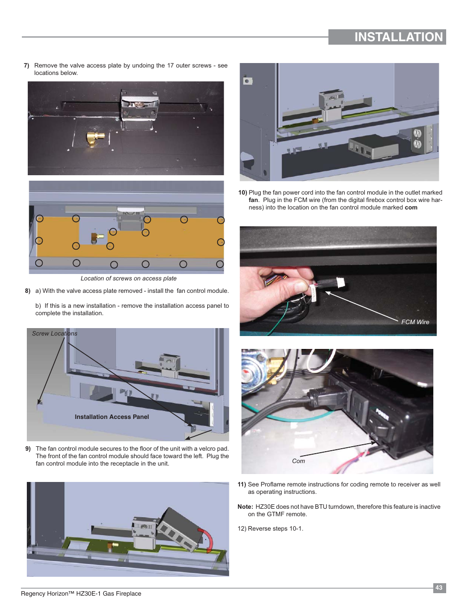Installation | Regency Horizon HZ30E Small Gas Fireplace User Manual | Page 43 / 64