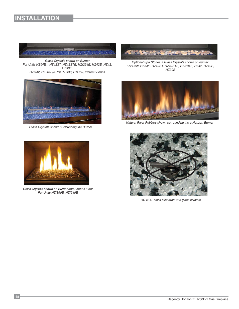 Installation | Regency Horizon HZ30E Small Gas Fireplace User Manual | Page 48 / 64