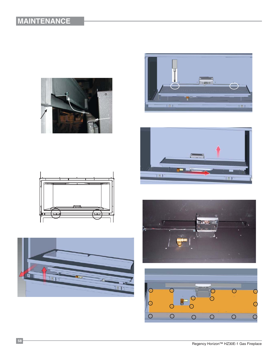 Maintenance, Valve assembly replacement | Regency Horizon HZ30E Small Gas Fireplace User Manual | Page 58 / 64