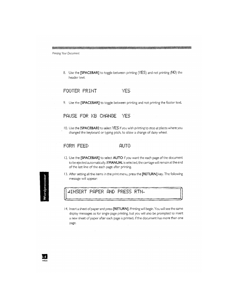 Ooter print, Phijbb i" uk kb uhflnul yeb, Horm febd | Insert pfiper find press rtn, Phijbb, Kb uhflnul yeb, Horm febd hluto, Yes), I" uk | Brother CM-2000 User Manual | Page 156 / 201