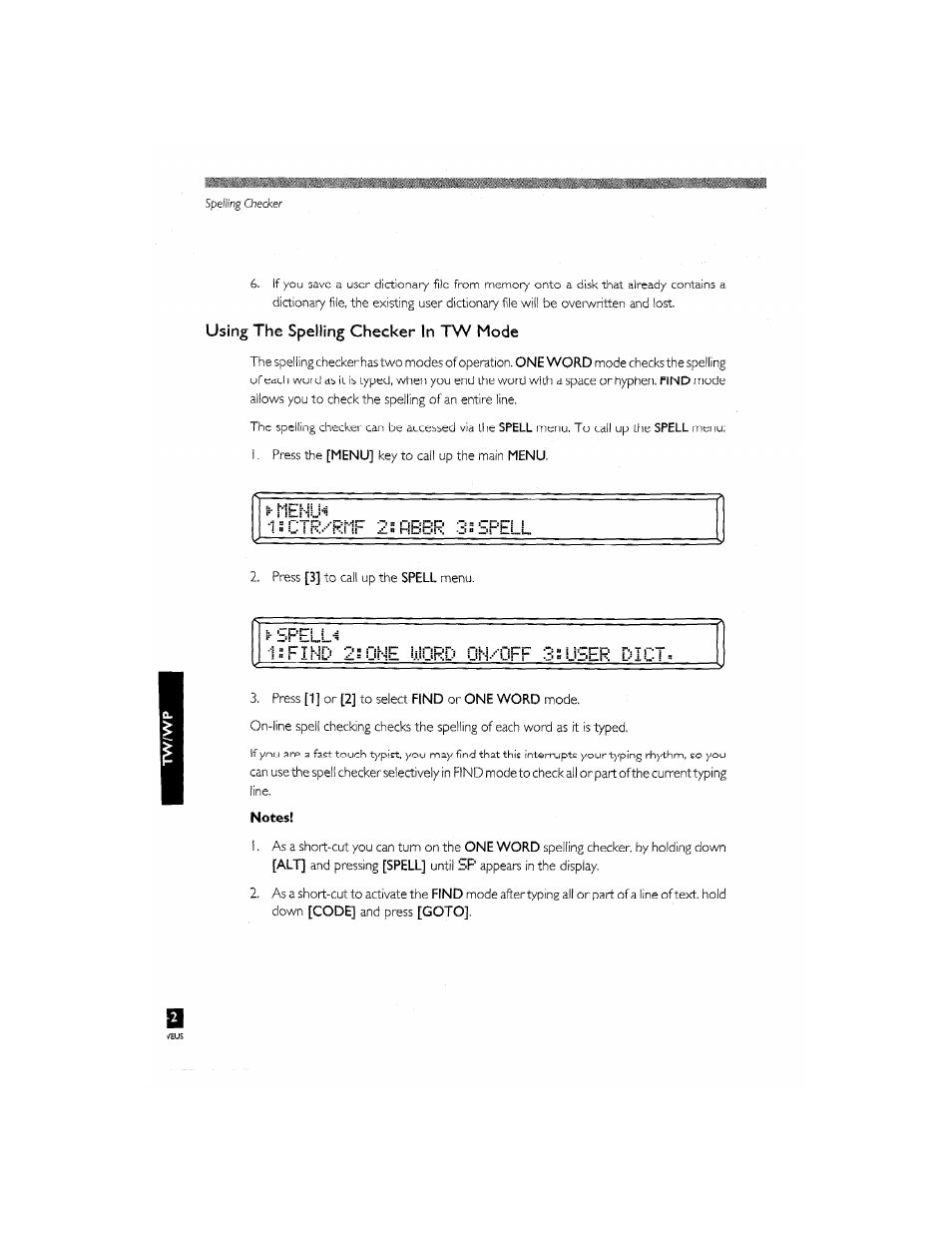 Using the spelling checker in tw mode | Brother CM-2000 User Manual | Page 160 / 201