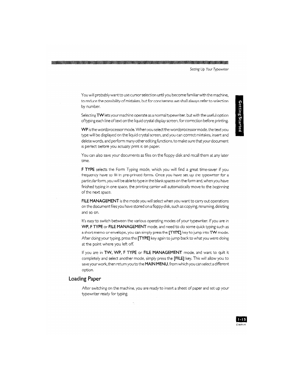 Loading paper | Brother CM-2000 User Manual | Page 25 / 201