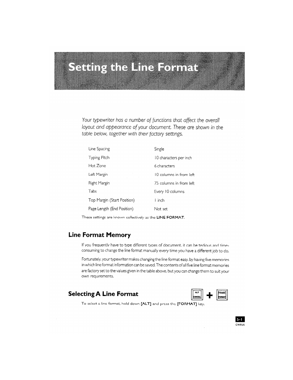 Selecting a line format | Brother CM-2000 User Manual | Page 55 / 201