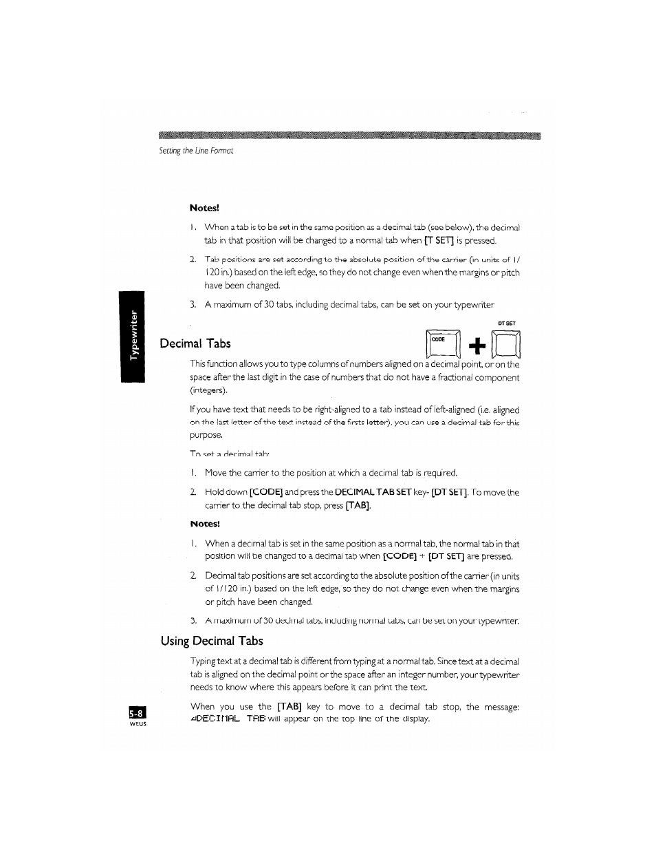 Decimal tabs, Using decimal tabs | Brother CM-2000 User Manual | Page 62 / 201