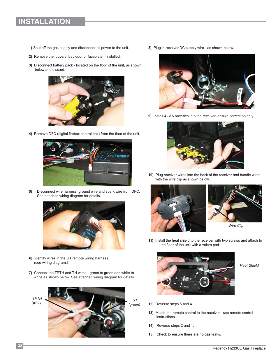 Installation, Gt remote installation | Regency Horizon HZ33CE Small Gas Fireplace User Manual | Page 32 / 60