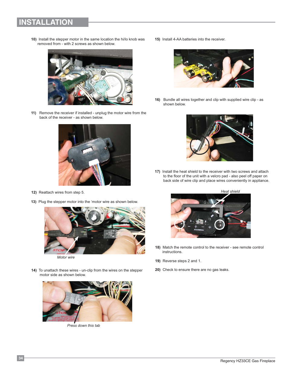 Installation | Regency Horizon HZ33CE Small Gas Fireplace User Manual | Page 34 / 60