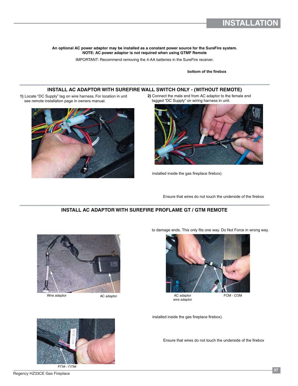 Installation | Regency Horizon HZ33CE Small Gas Fireplace User Manual | Page 37 / 60