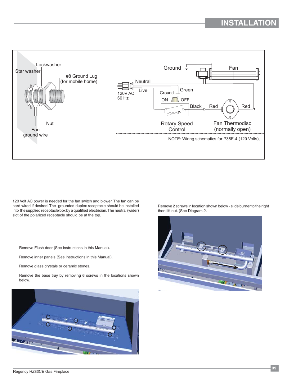 Installation | Regency Horizon HZ33CE Small Gas Fireplace User Manual | Page 39 / 60