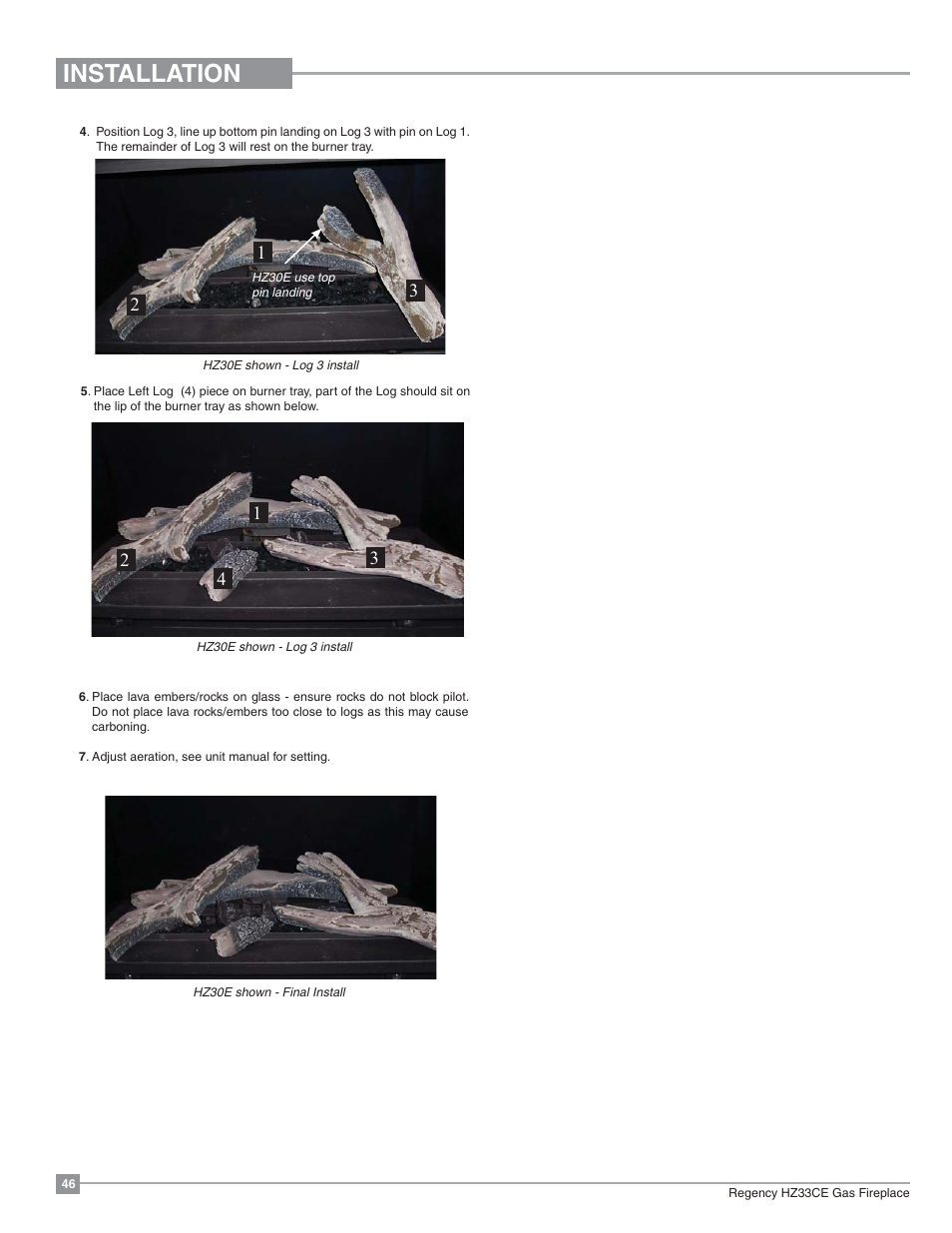 Installation | Regency Horizon HZ33CE Small Gas Fireplace User Manual | Page 46 / 60