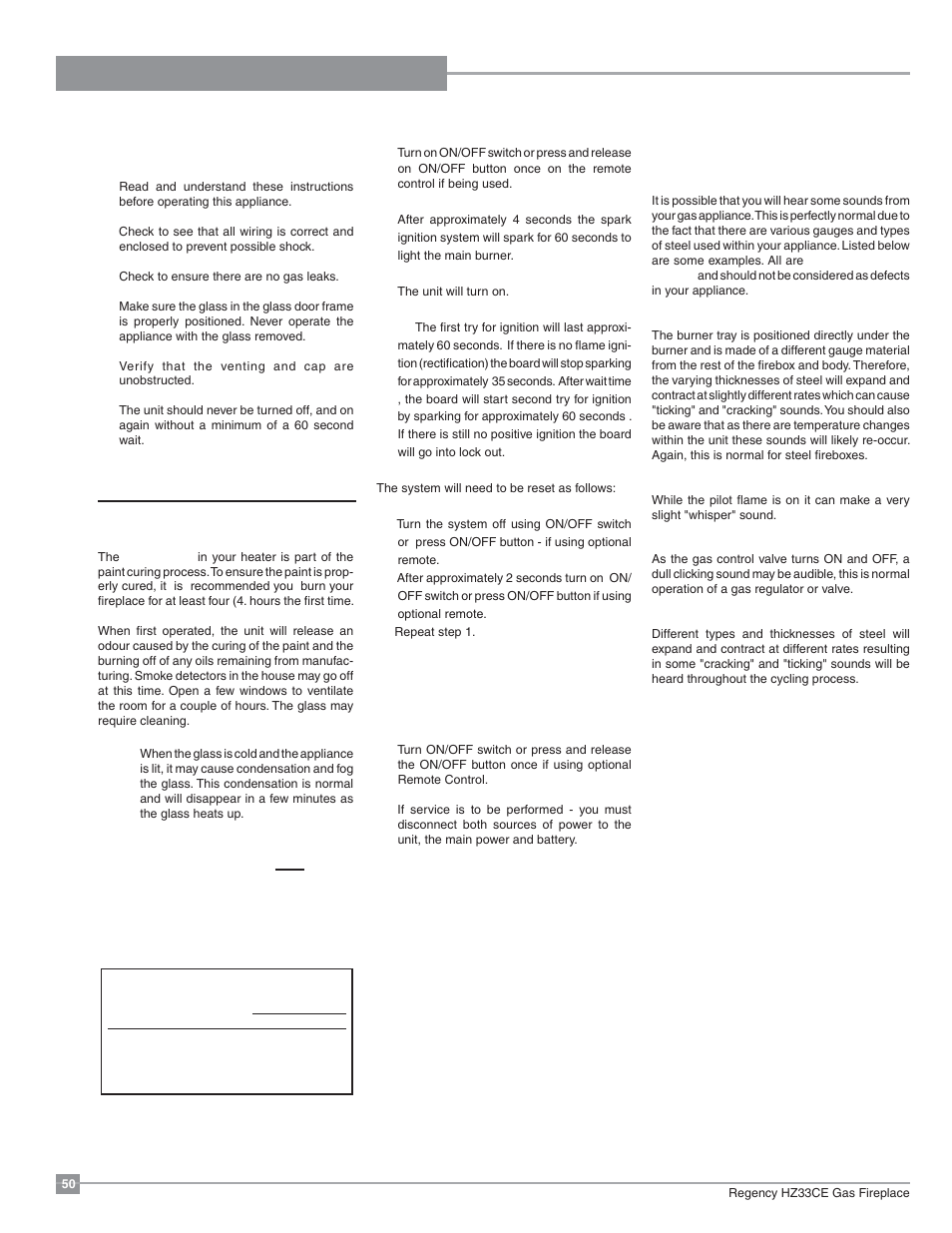 Operating instructions, Lighting procedure, Shutdown procedure | Regency Horizon HZ33CE Small Gas Fireplace User Manual | Page 50 / 60