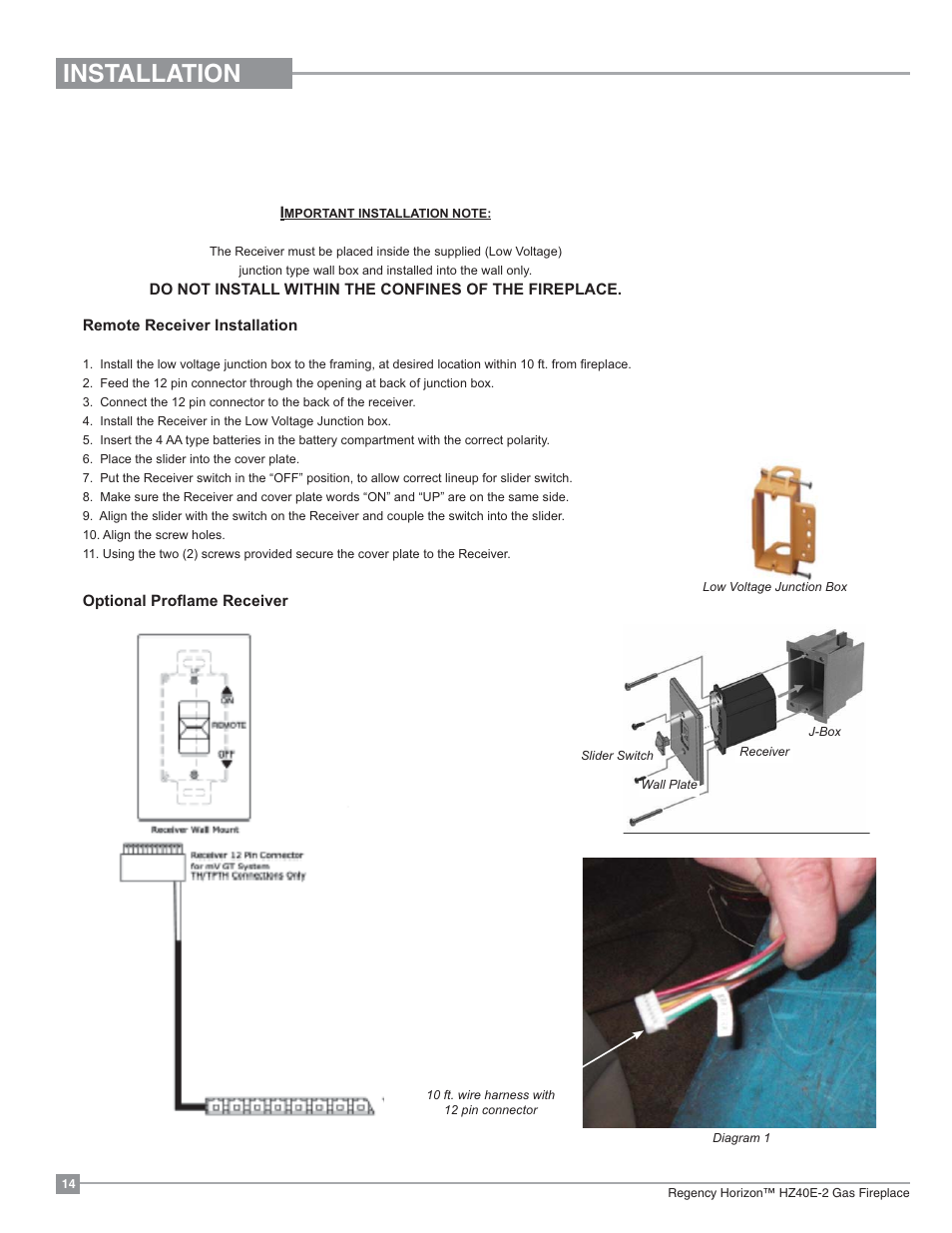 Installation | Regency Horizon HZ40E Medium Gas Fireplace User Manual | Page 14 / 68