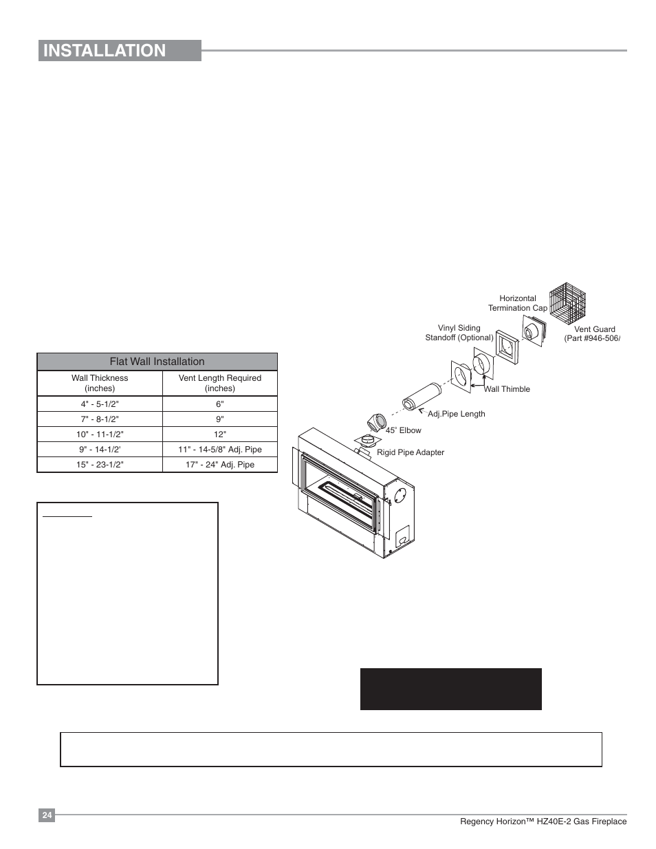 Installation, Horizontal terminations | Regency Horizon HZ40E Medium Gas Fireplace User Manual | Page 24 / 68