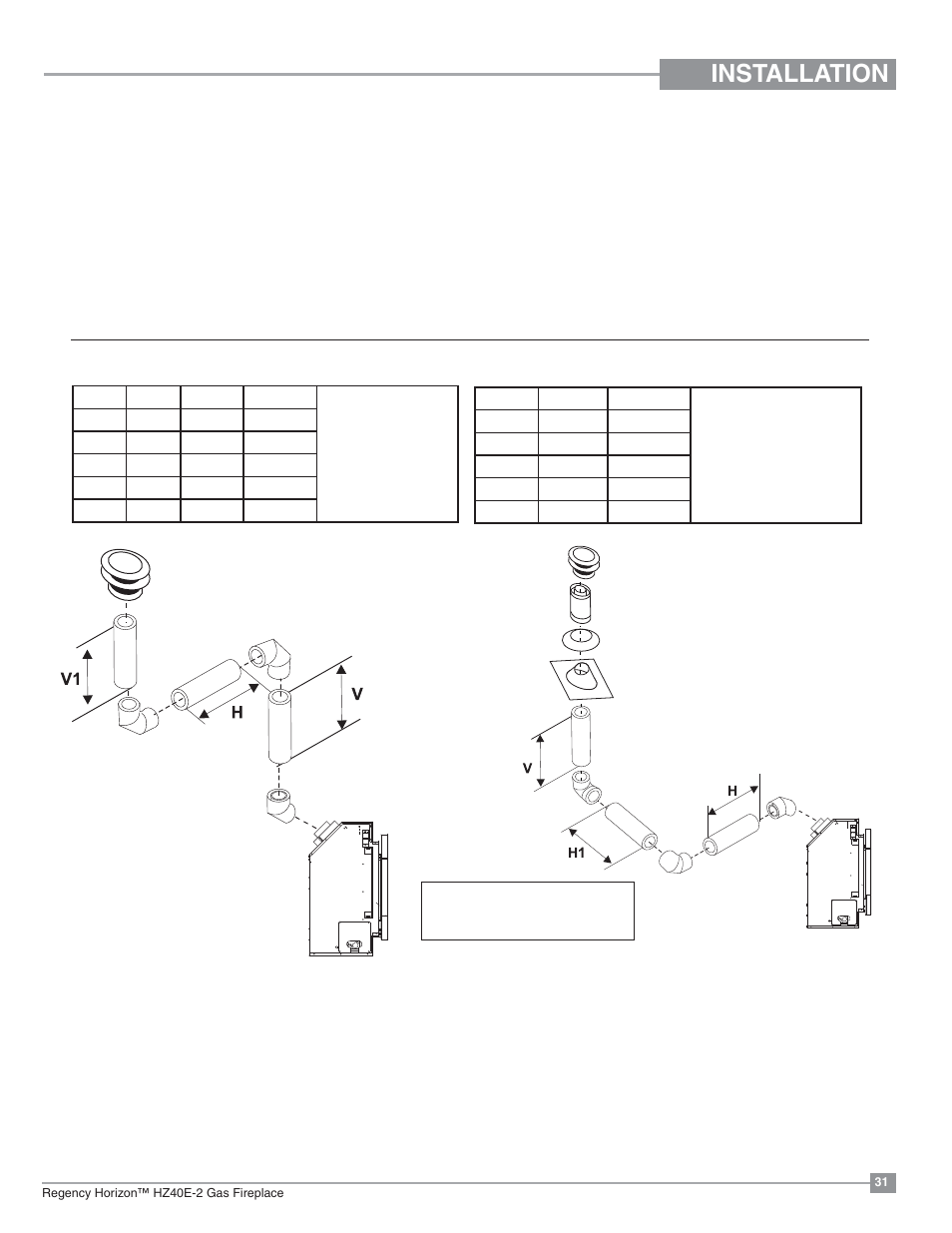 Installation, Vertical terminations | Regency Horizon HZ40E Medium Gas Fireplace User Manual | Page 31 / 68