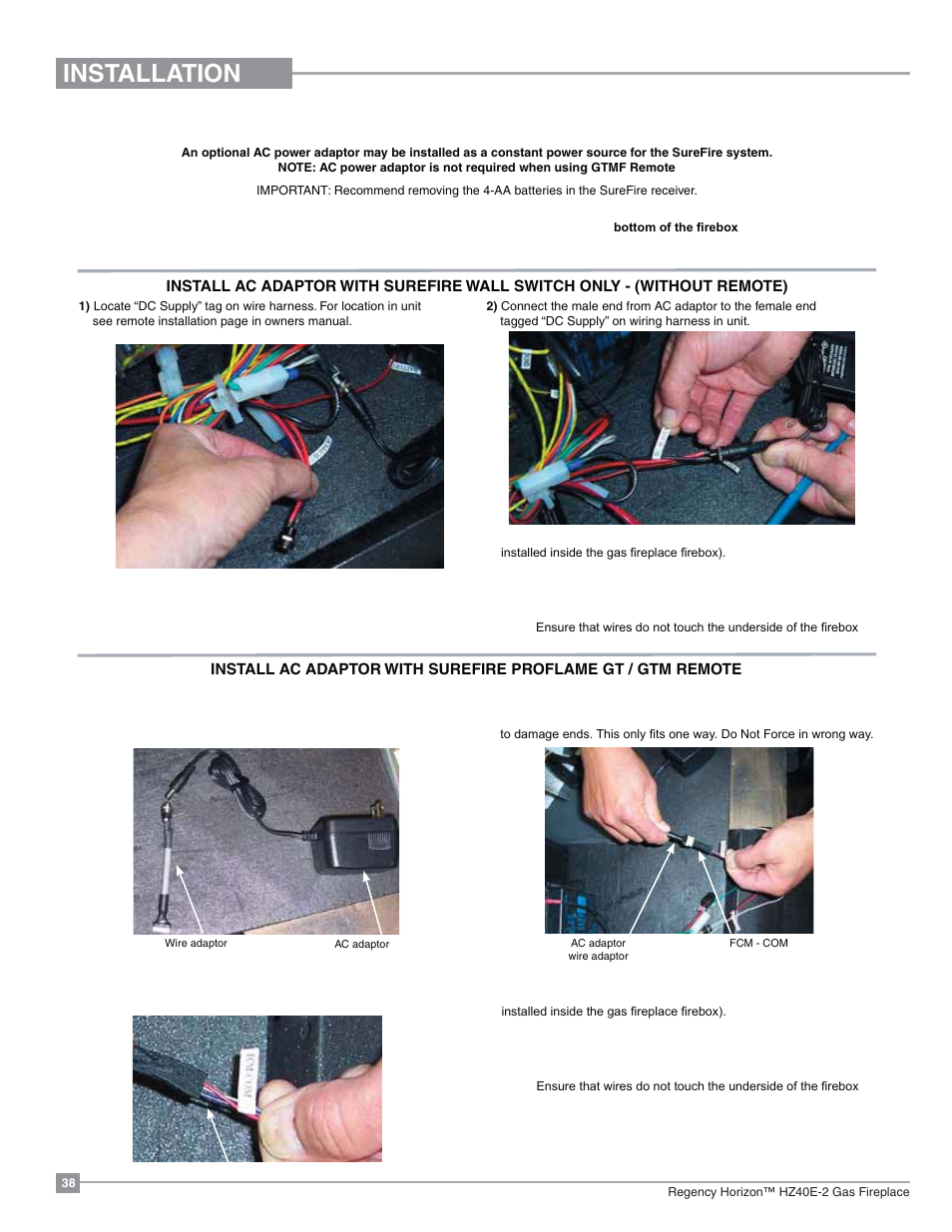 Installation | Regency Horizon HZ40E Medium Gas Fireplace User Manual | Page 38 / 68