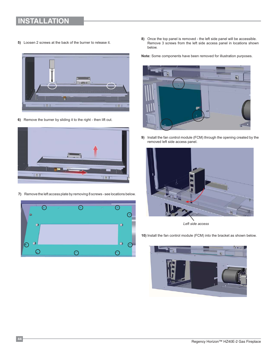 Installation | Regency Horizon HZ40E Medium Gas Fireplace User Manual | Page 44 / 68