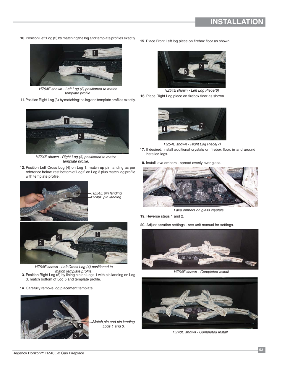 Installation | Regency Horizon HZ40E Medium Gas Fireplace User Manual | Page 53 / 68