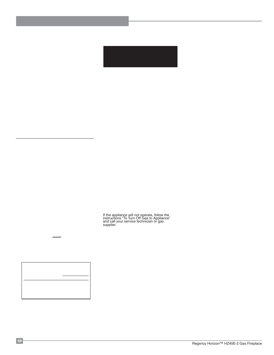 Operating instructions, Shutdown procedure, Lighting procedure | Regency Horizon HZ40E Medium Gas Fireplace User Manual | Page 58 / 68