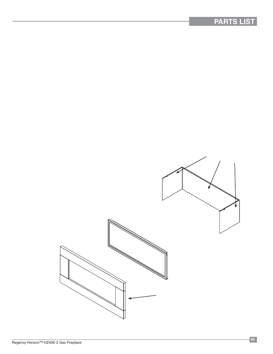 Parts list, Accessories | Regency Horizon HZ40E Medium Gas Fireplace User Manual | Page 63 / 68