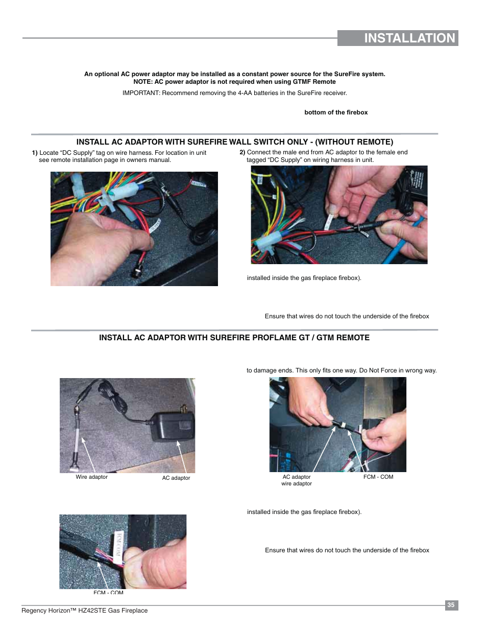 Installation | Regency Horizon HZ42STE Medium Gas Fireplace User Manual | Page 35 / 60