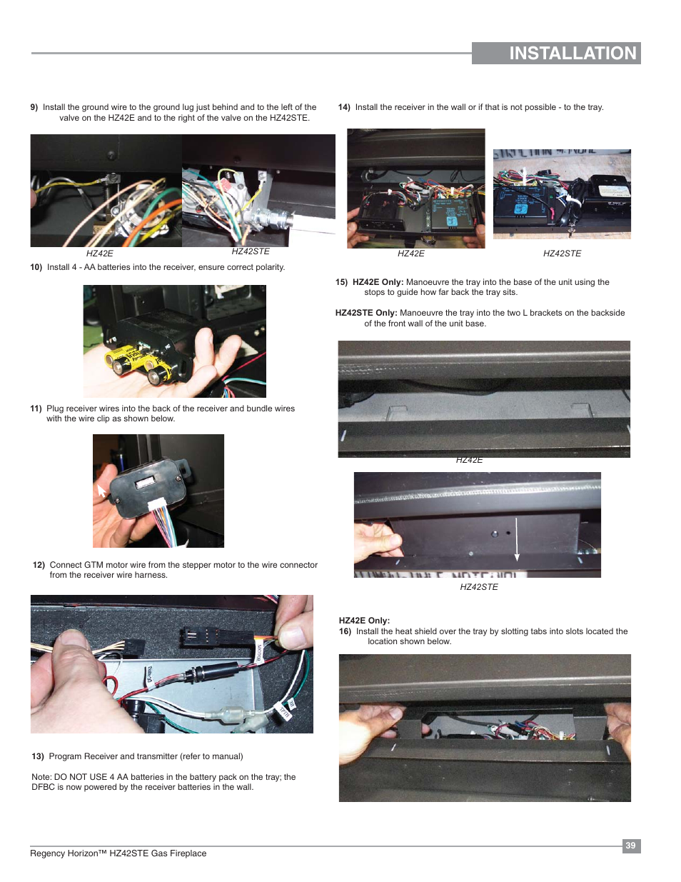 Installation | Regency Horizon HZ42STE Medium Gas Fireplace User Manual | Page 39 / 60