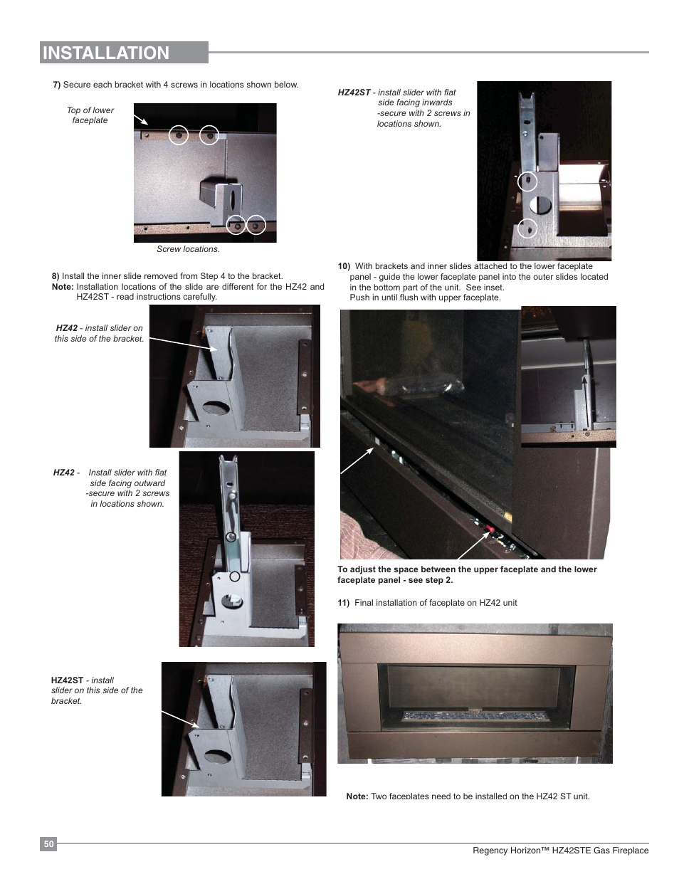 Installation | Regency Horizon HZ42STE Medium Gas Fireplace User Manual | Page 50 / 60