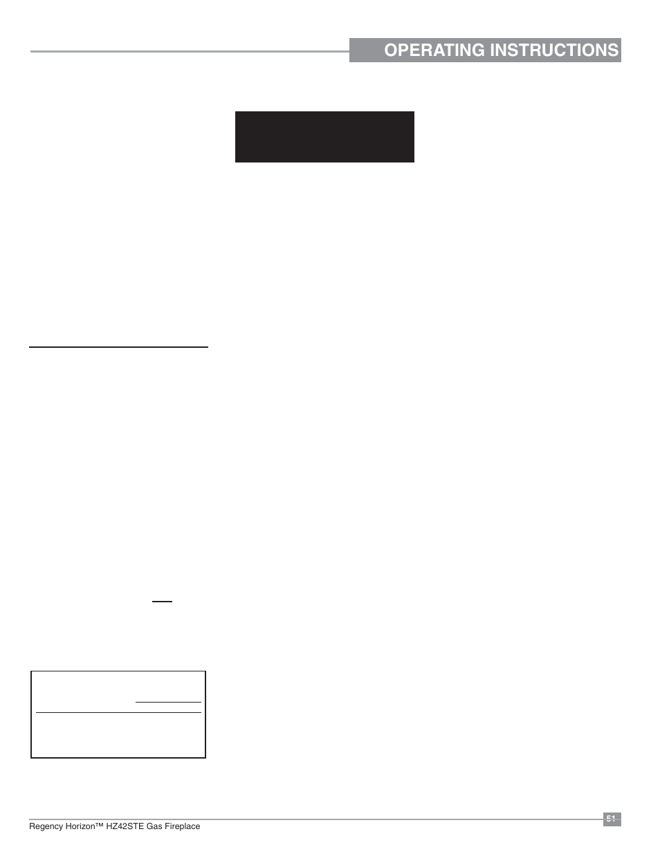 Operating instructions, Shutdown procedure, Lighting procedure | Regency Horizon HZ42STE Medium Gas Fireplace User Manual | Page 51 / 60