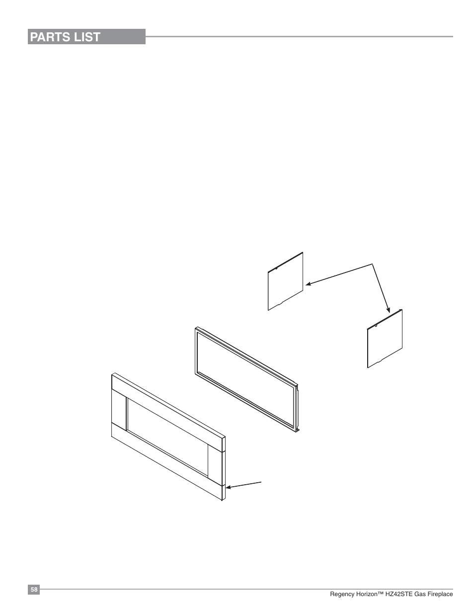 Parts list, Accessories | Regency Horizon HZ42STE Medium Gas Fireplace User Manual | Page 58 / 60
