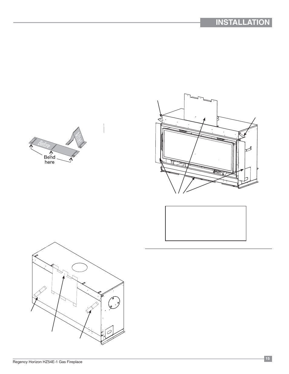 Installation, Unit assembly prior to installation, Venting introduction | Regency Horizon HZ54E Large Gas Fireplace User Manual | Page 15 / 68