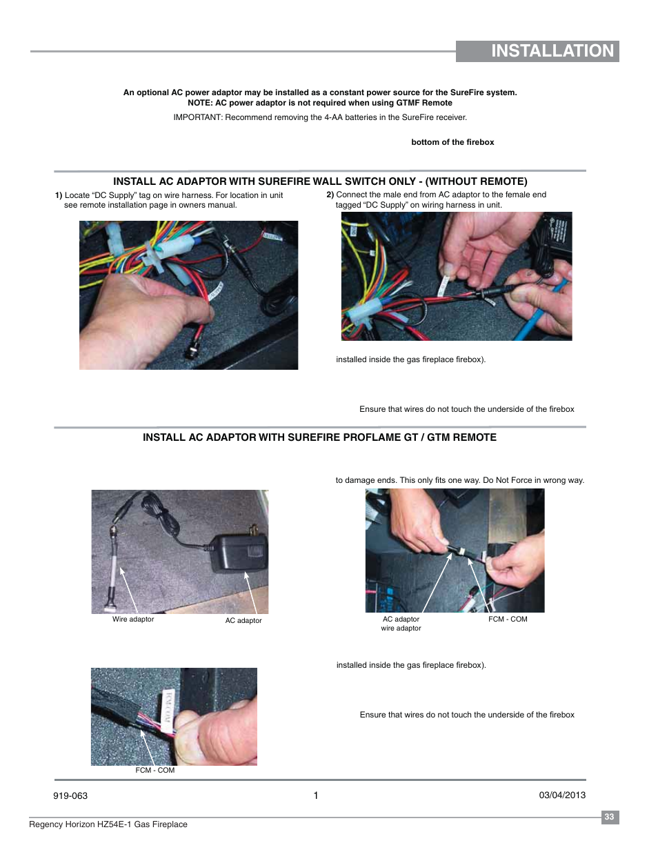 Installation | Regency Horizon HZ54E Large Gas Fireplace User Manual | Page 33 / 68