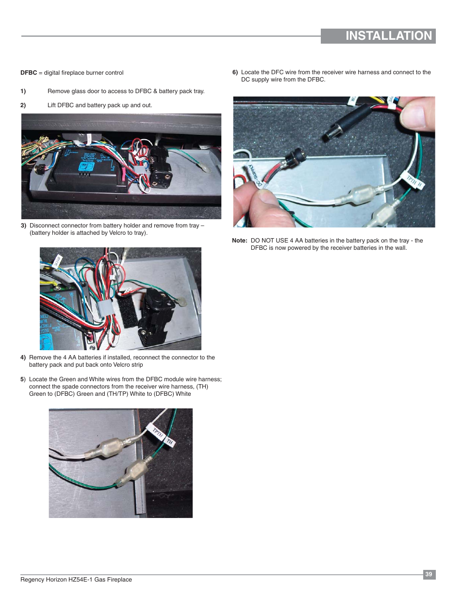 Installation, Gt remote installation | Regency Horizon HZ54E Large Gas Fireplace User Manual | Page 39 / 68