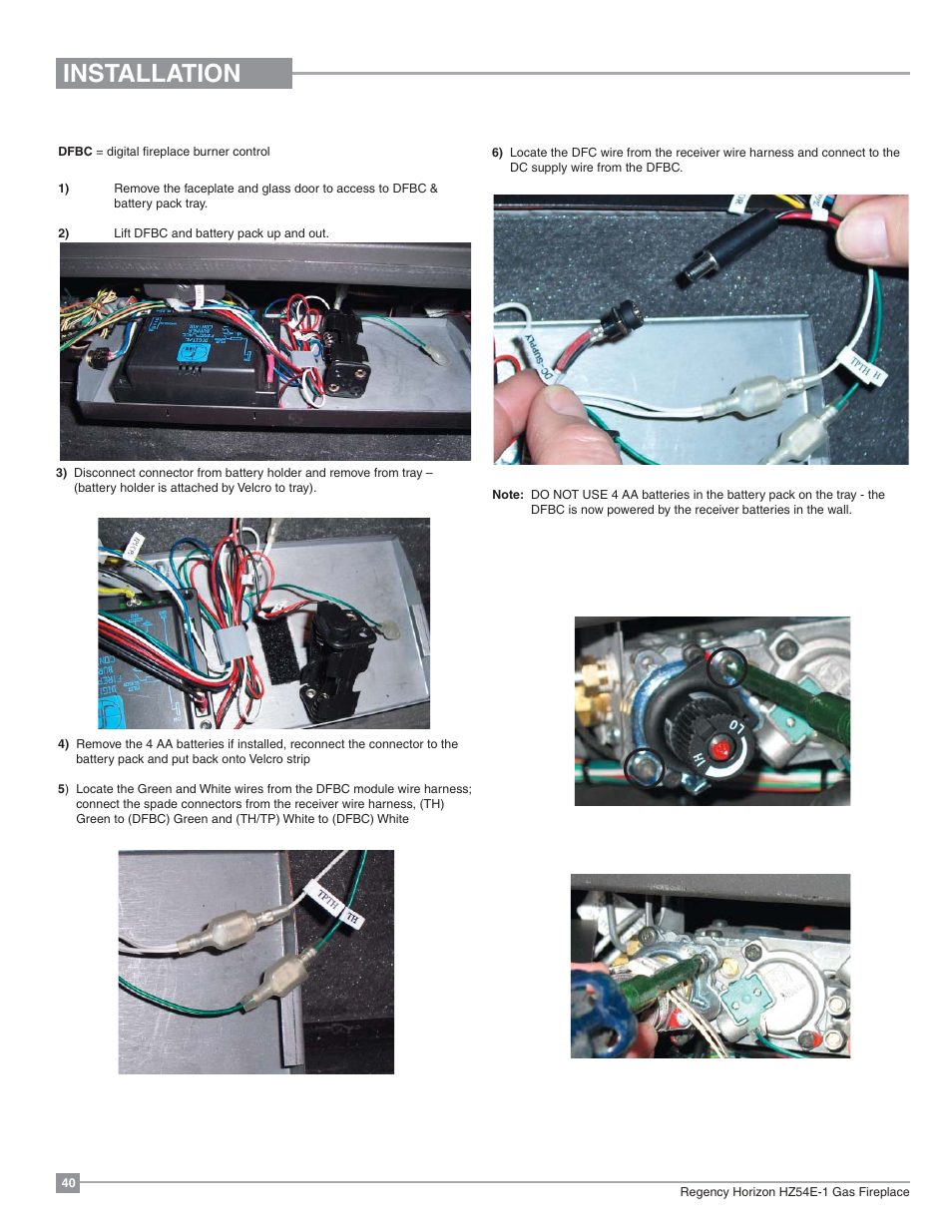 Installation, Gtm remote installation | Regency Horizon HZ54E Large Gas Fireplace User Manual | Page 40 / 68