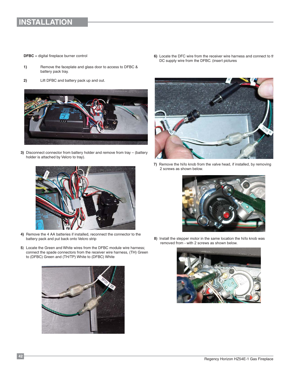 Installation, Gtmf remote installation | Regency Horizon HZ54E Large Gas Fireplace User Manual | Page 42 / 68