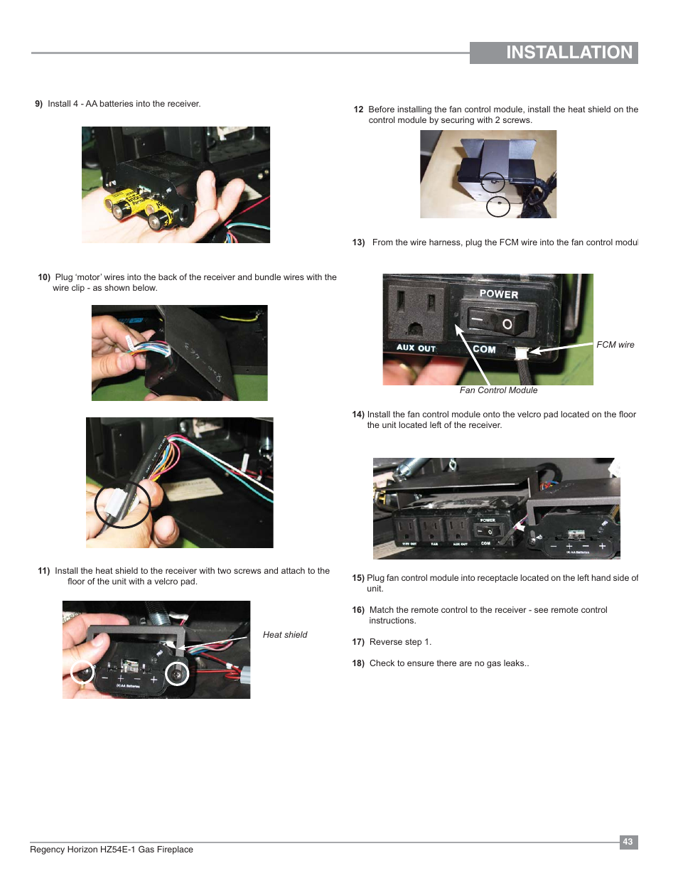 Installation | Regency Horizon HZ54E Large Gas Fireplace User Manual | Page 43 / 68