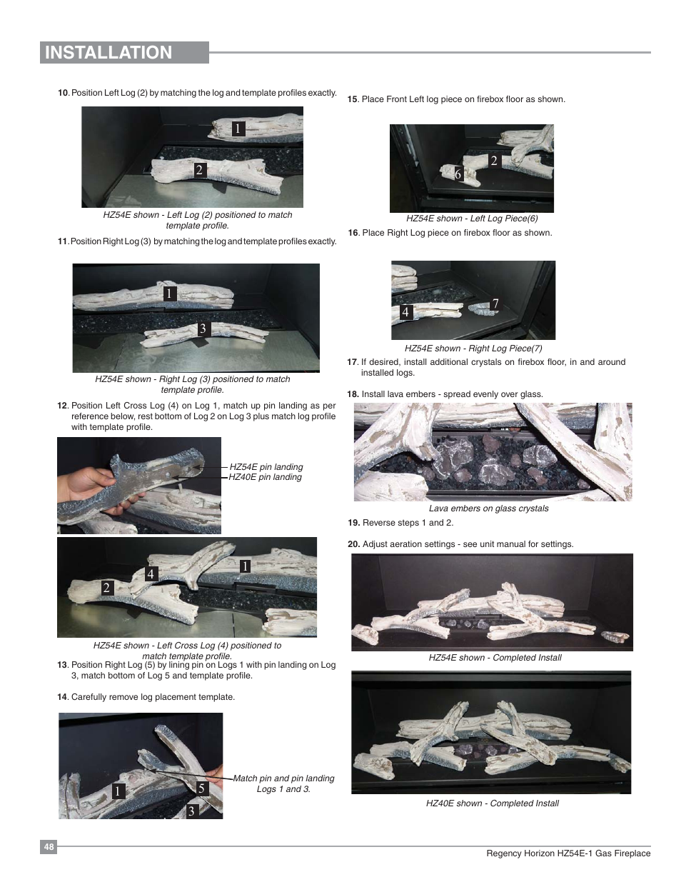 Installation | Regency Horizon HZ54E Large Gas Fireplace User Manual | Page 48 / 68