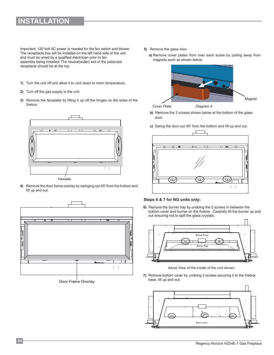 Installation, Optional fan installation | Regency Horizon HZ54E Large Gas Fireplace User Manual | Page 54 / 68