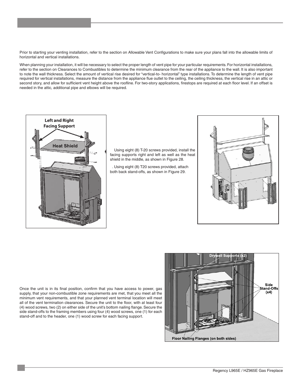 Installation, Qualified installers only | Regency Liberty L965E Large Gas Fireplace User Manual | Page 20 / 68