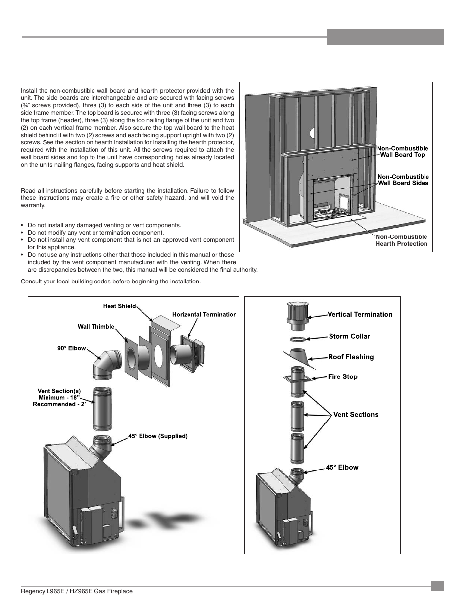 Installation, Qualified installers only | Regency Liberty L965E Large Gas Fireplace User Manual | Page 21 / 68