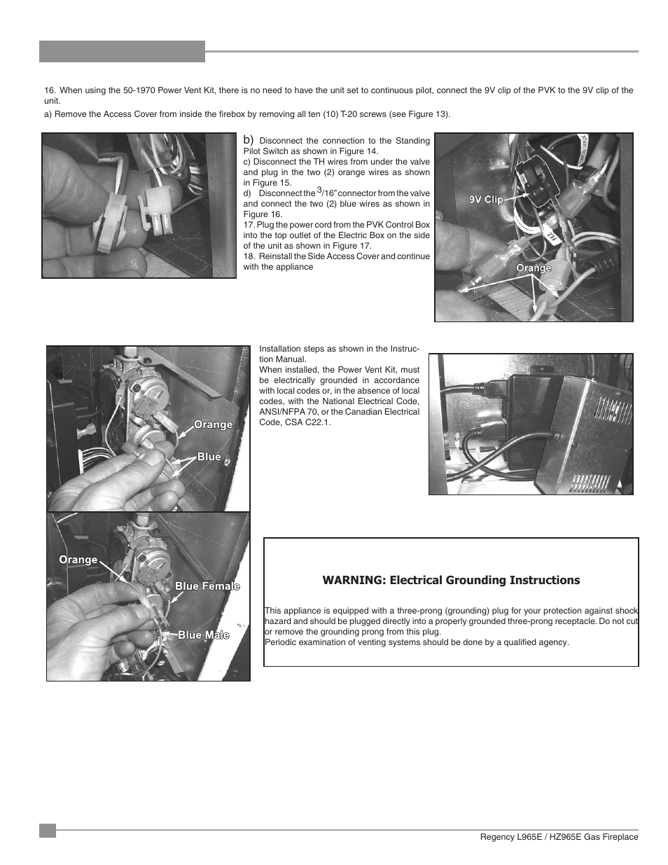 Installation | Regency Liberty L965E Large Gas Fireplace User Manual | Page 34 / 68