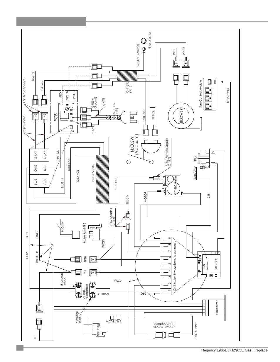 Installation, N.o.sw (vacuum) | Regency Liberty L965E Large Gas Fireplace User Manual | Page 36 / 68