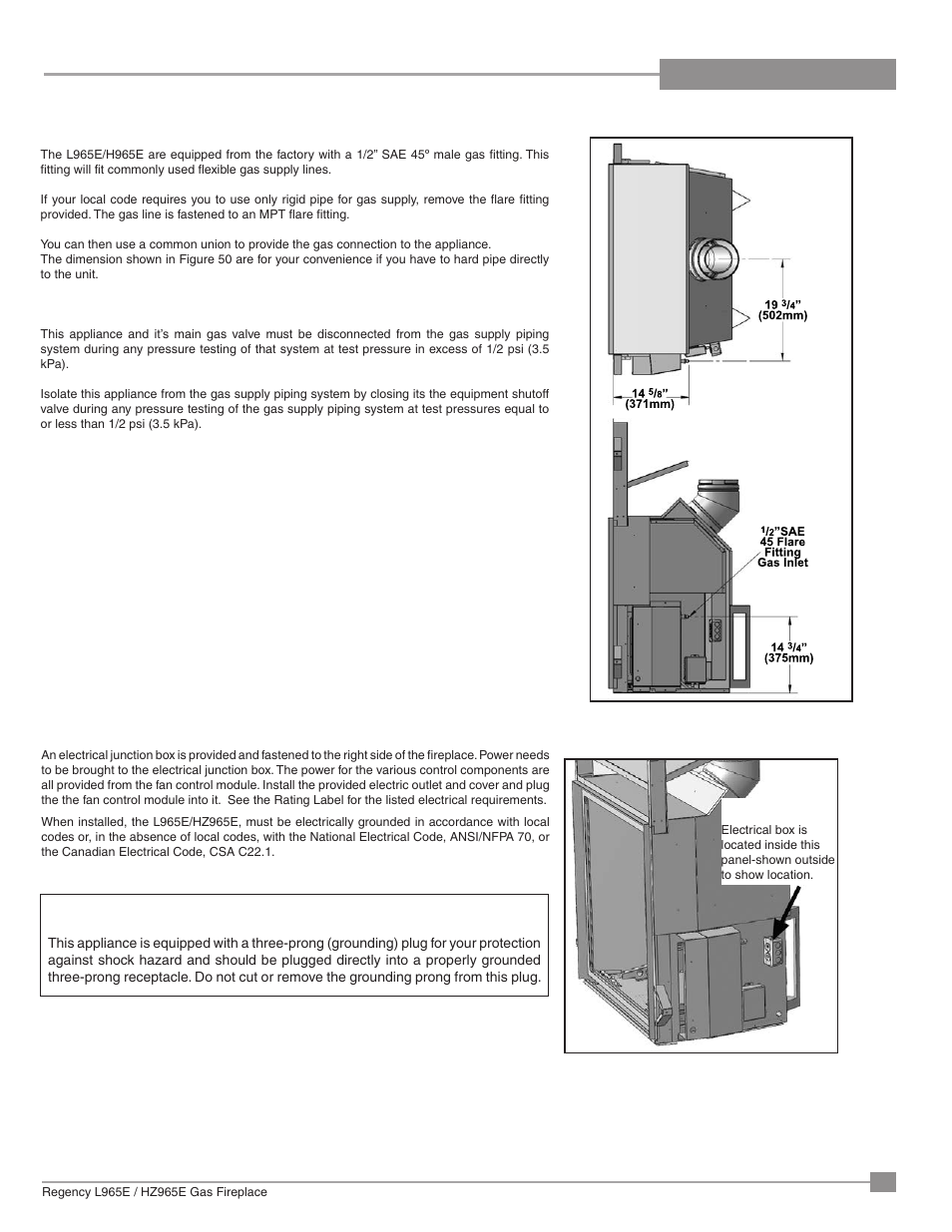 Installation | Regency Liberty L965E Large Gas Fireplace User Manual | Page 39 / 68