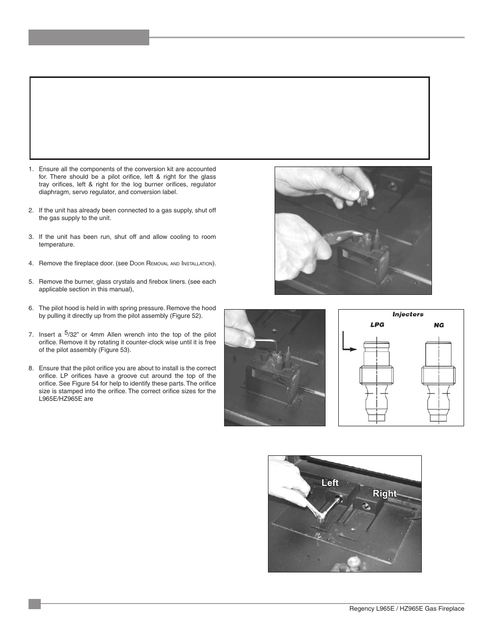 Installation | Regency Liberty L965E Large Gas Fireplace User Manual | Page 40 / 68