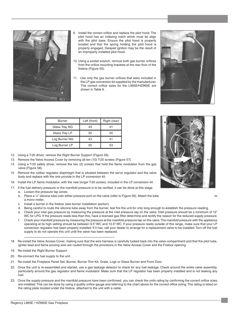 Installation | Regency Liberty L965E Large Gas Fireplace User Manual | Page 41 / 68