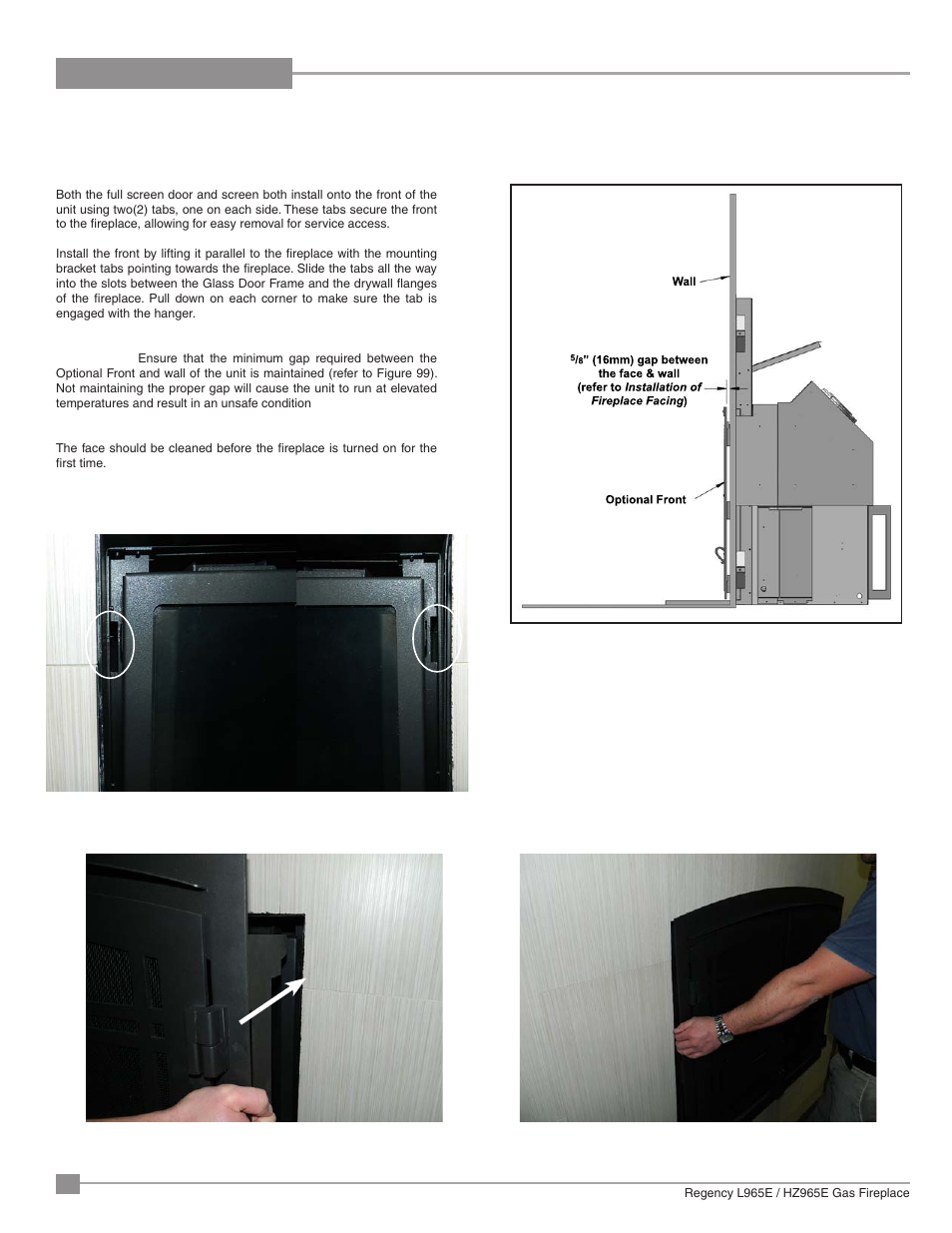 Installation | Regency Liberty L965E Large Gas Fireplace User Manual | Page 50 / 68