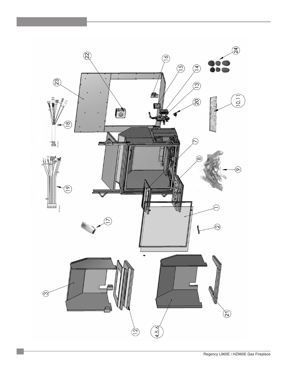 Parts list | Regency Liberty L965E Large Gas Fireplace User Manual | Page 64 / 68