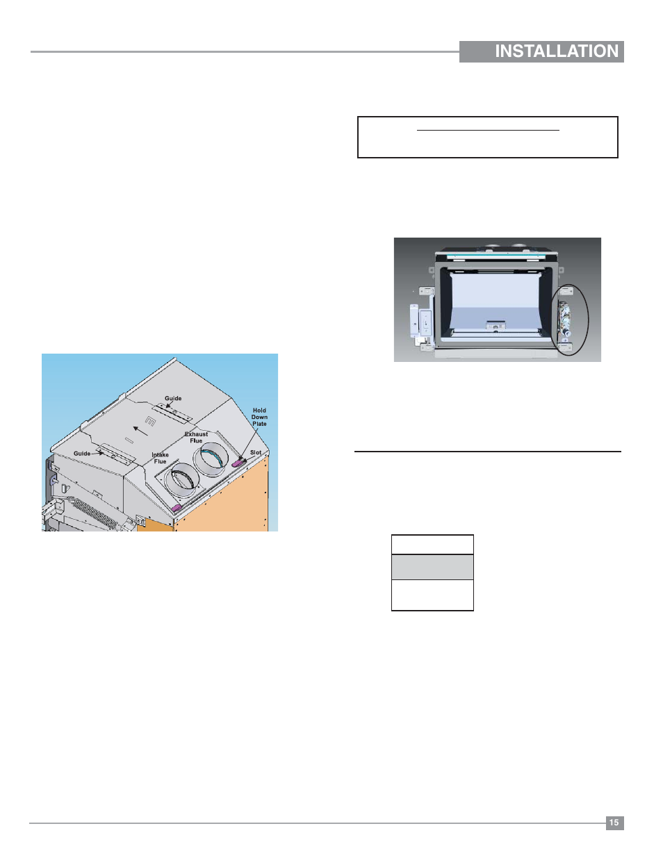 Installation, Gas insert aeration system, Gas connection | Flue liner installation | Regency Horizon HZI234E Small Gas Insert User Manual | Page 15 / 52