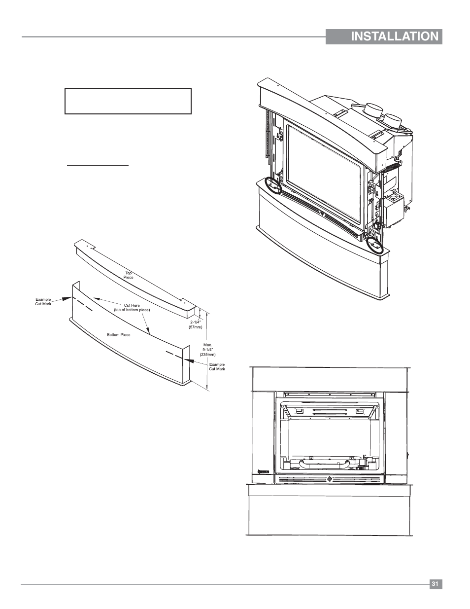 Installation, Optional hearth trim-contour/standard faceplate | Regency Horizon HZI234E Small Gas Insert User Manual | Page 31 / 52