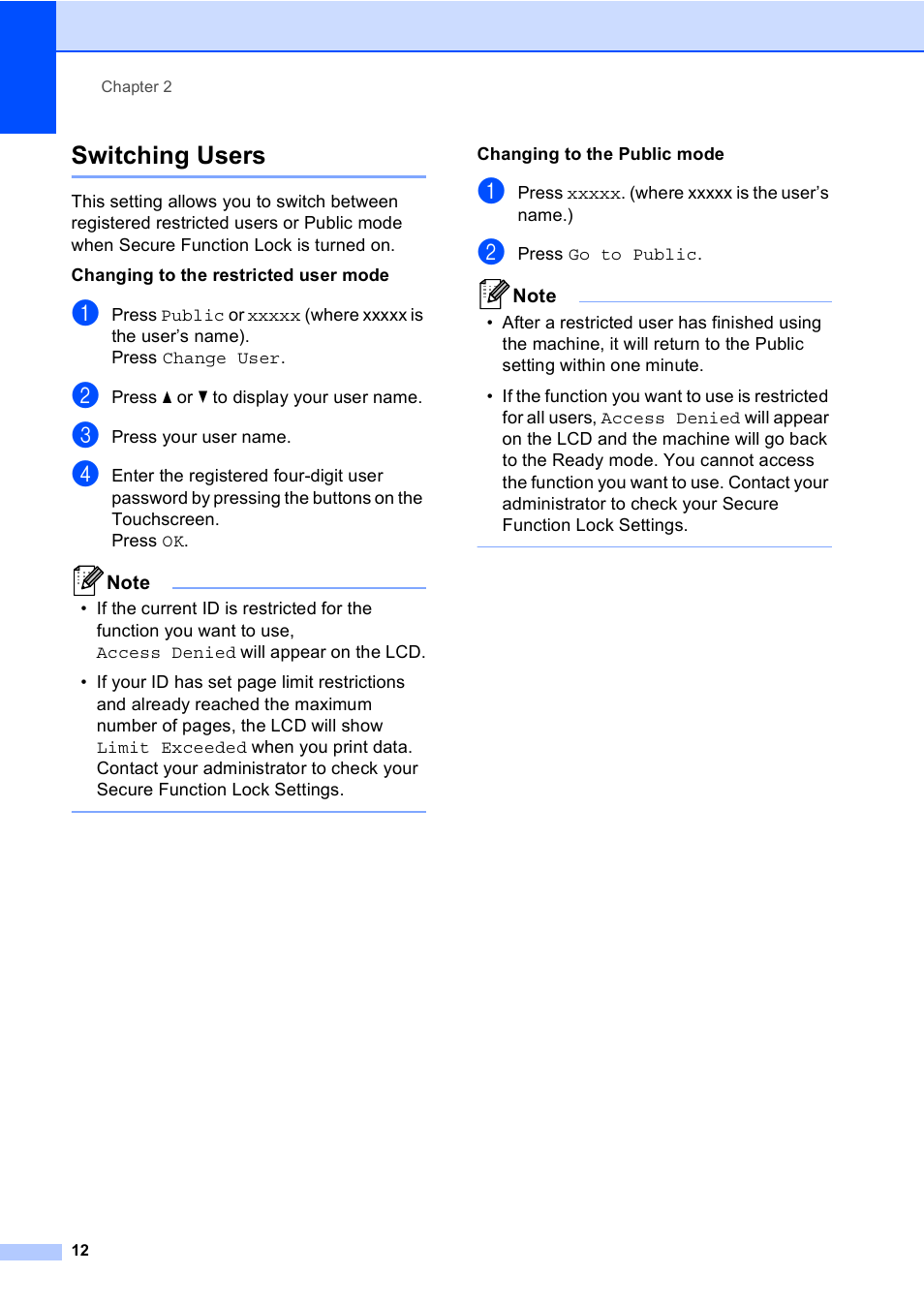 Switching users | Brother iPrint&Scan MFC-8950DW User Manual | Page 18 / 94