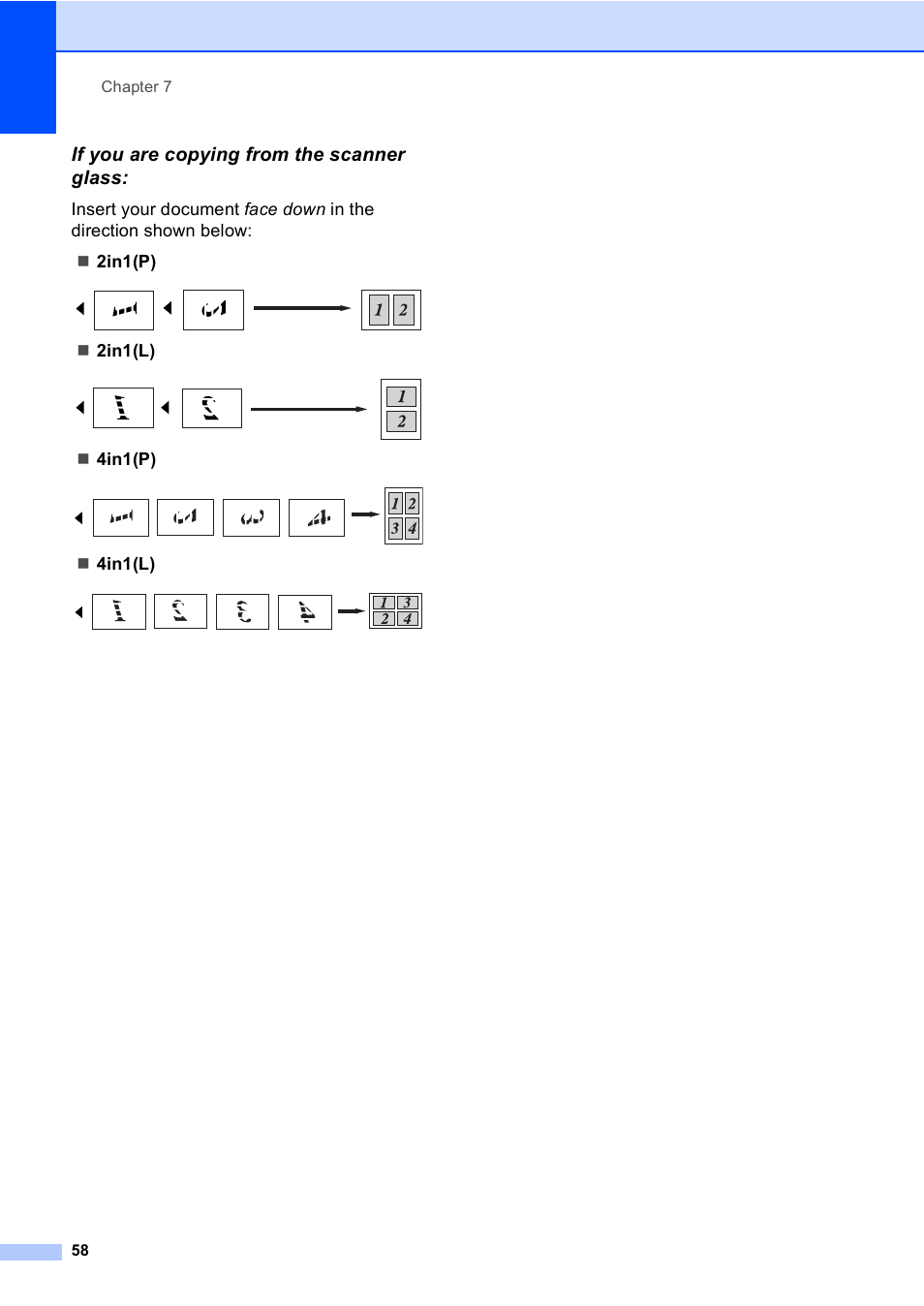 If you are copying from the scanner glass, 2in1(l), 4in1(p) | 4in1(l) | Brother iPrint&Scan MFC-8950DW User Manual | Page 64 / 94