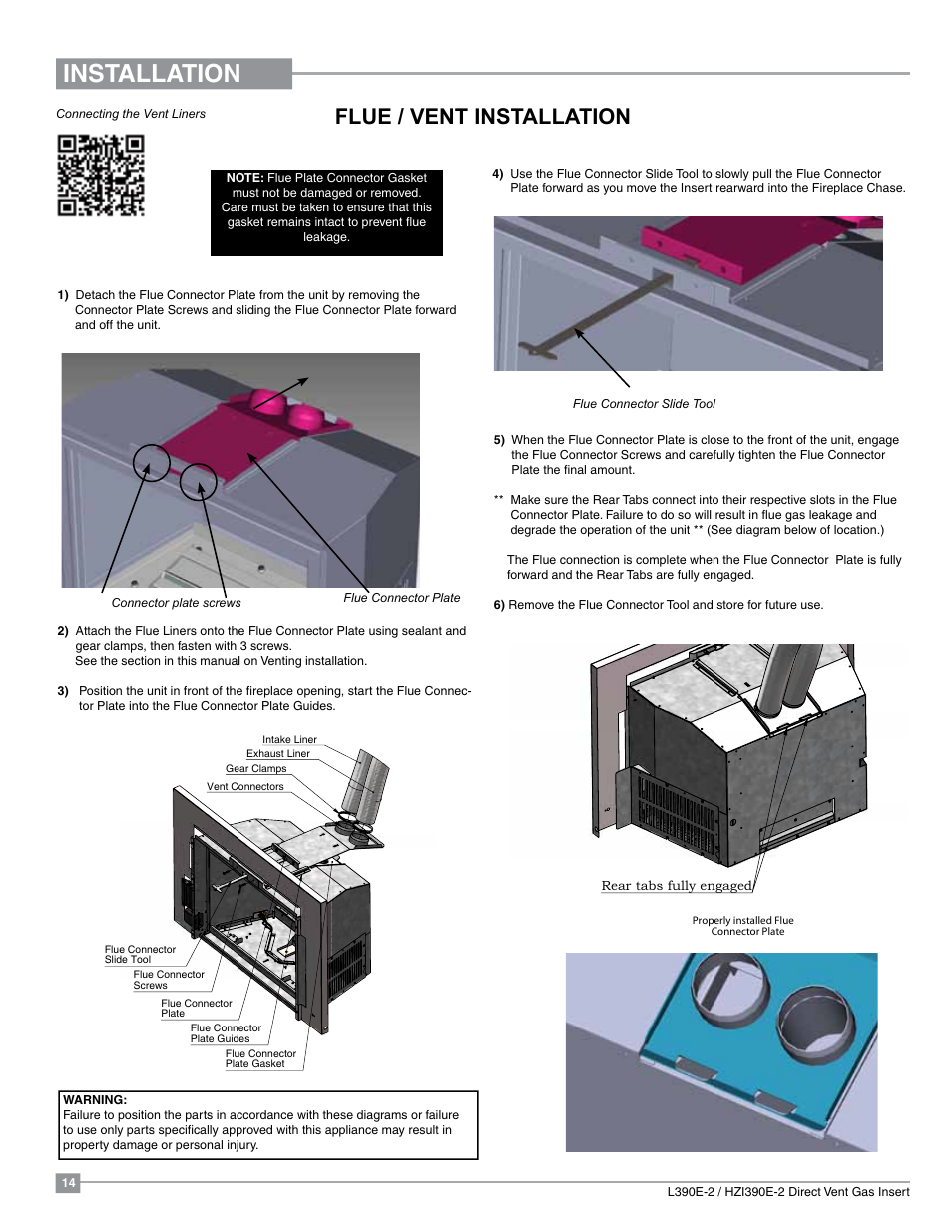 Installation, Flue / vent installation | Regency Liberty L390EB Medium Gas Insert User Manual | Page 14 / 60