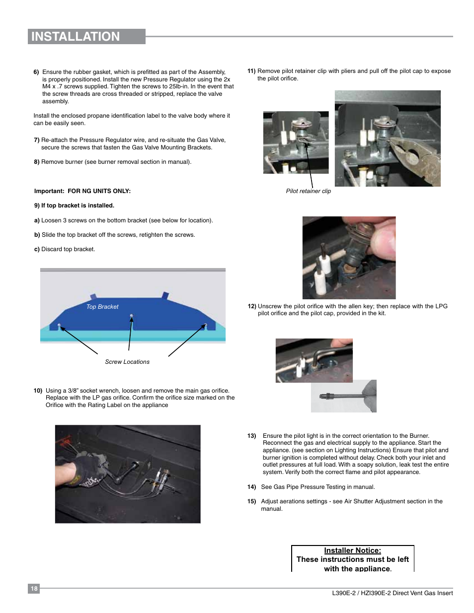 Installation | Regency Liberty L390EB Medium Gas Insert User Manual | Page 18 / 60